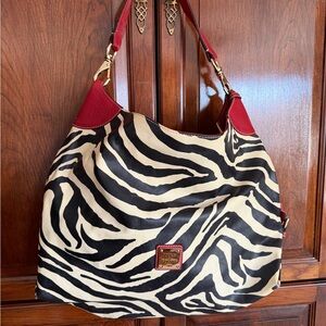 Dooney & Bourke Zebra Print Hobo Bag - Red and Black